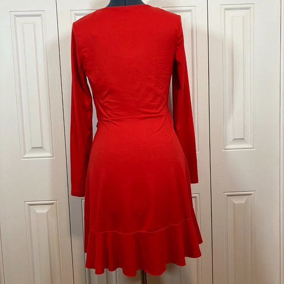 H&M Divided Red Wrap Dress Size 8 - Picture 6 of 6